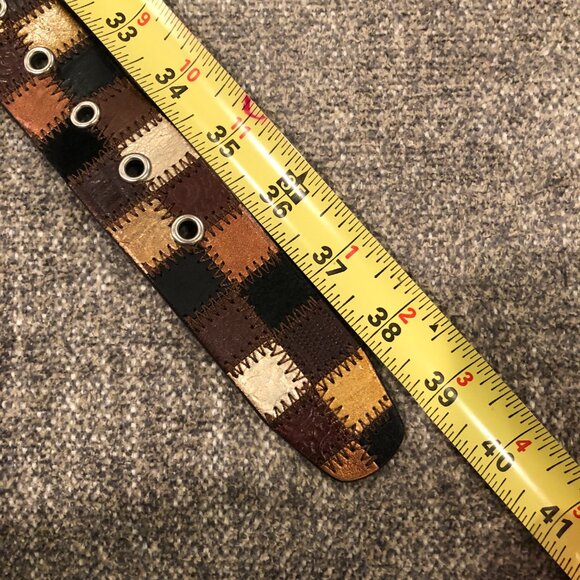 Fossil: Multicolor Patchwork Belt with Silver Buckle: Women’s Size Medium - Picture 2 of 7